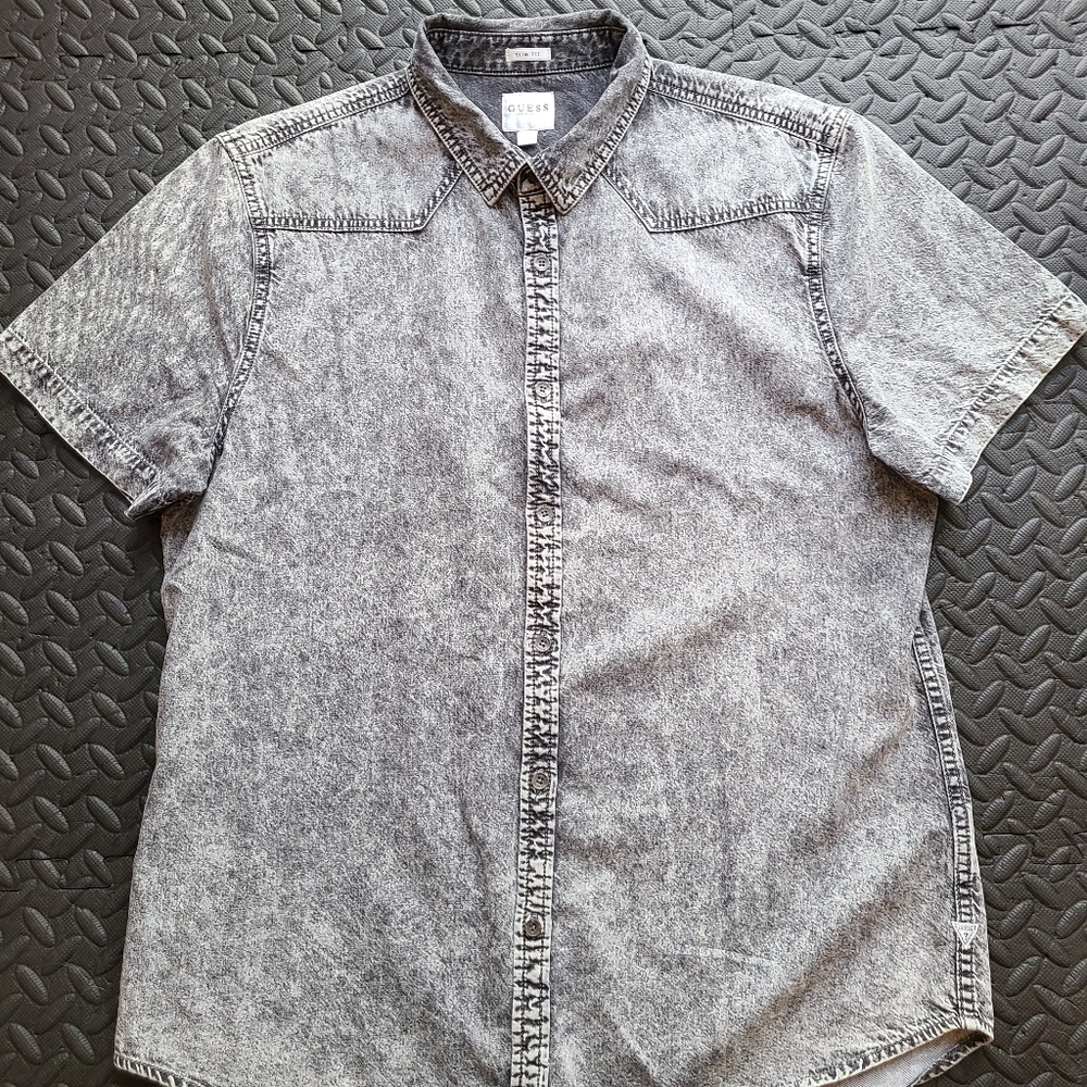 Guess Stonewashed Short Sleeve Dress Shirt